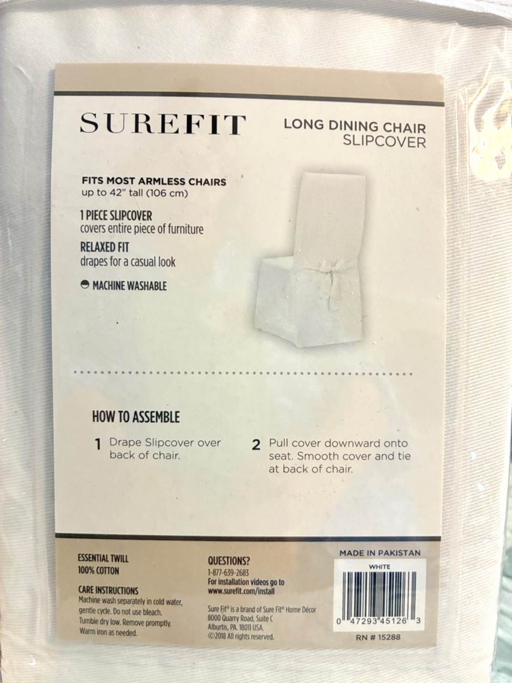 2 SureFit White Slipcover Pair with Scotchgard Protector 2 NEW - Picture 4 of 4